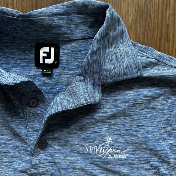 Footjoy Golf Polo Shirt Mens Medium Blue Polyester Spandex Performance Logo - Picture 1 of 8